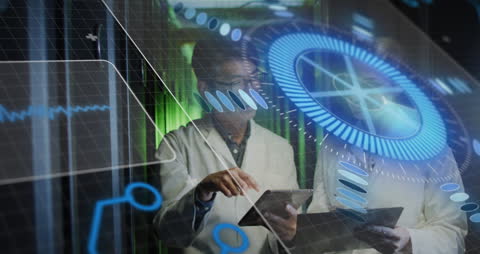 Innovative Doctors Analyzing Futuristic Data Interface