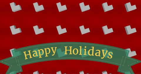 Festive Holiday Greeting Message with Green Ribbon Banner