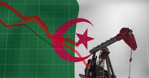 Algeria Oil Industry Decline with Flag and Financial Data - Download Free Stock Images Pikwizard.com