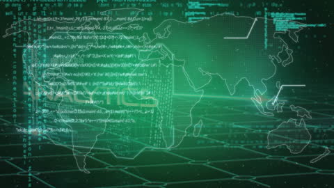 Digital Data Processing over World Map Background