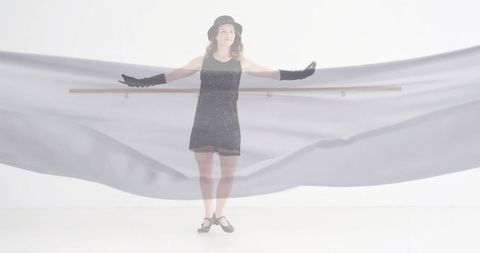Artistic interpretation of dance and movement with floating cloth