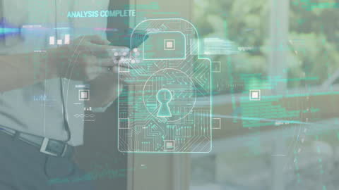 Hands Using Smartphone with Digital Data Overlay Technology