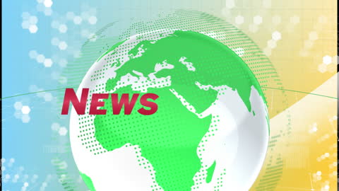 Global News Animation with Digital Globe and Data Graphics