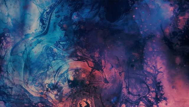 Vibrant Abstract Marbling in Blue, Purple and Pink Fluid Swirls