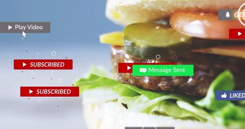 Delicious Burger with Digital UI Overlays