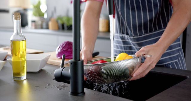 Person Washing Fresh Vegetables in Modern Kitchen Sink - Download Free Stock Images Pikwizard.com