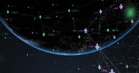Digital Data Connections Over Earth at Night - Download Free Stock Images Pikwizard.com
