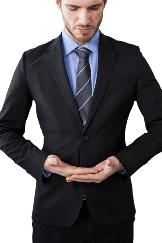 Businessman with Transparent Expression in Formal Suit