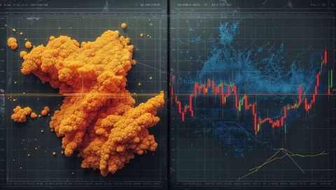 3d data cluster and financial chart on digital interface