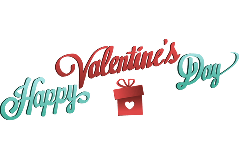 Transparent Valentine's Day Text with Gift Graphic