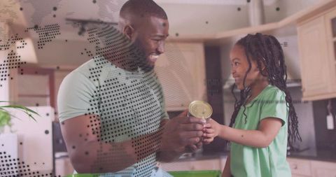 Smiling Dad and Daughter Cherishing Kitchen Ritual Together