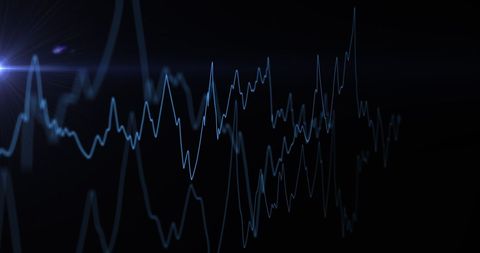 Digital Oscillation Graph on Dark Background Reflecting Data Trends
