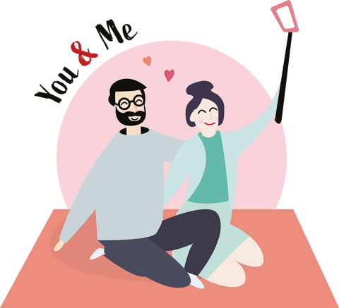 Transparent Romantic Couple Taking Selfie Illustration - Download Free Stock Videos Pikwizard.com