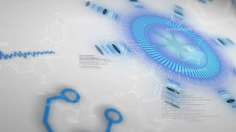 Futuristic Clock Overlay on Heart Rate and Data Graphics