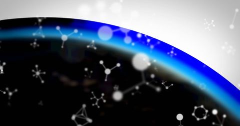 Abstract Molecules Floating on Blue and White Gradient Background