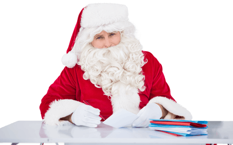 Santa Claus Receiving Letters at Desk on Transparent Background - Download Free Stock Videos Pikwizard.com