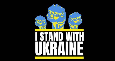 I Stand with Ukraine Fist Symbol on Black Background - Download Free Stock Images Pikwizard.com