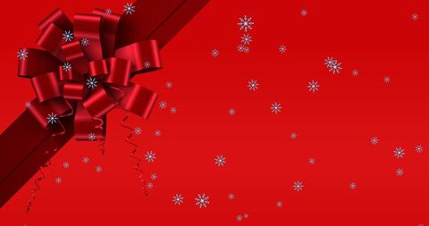 Elegant Red Background with Ribbon and Snowflakes - Download Free Stock Images Pikwizard.com