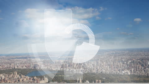 Innovative Cityscape with Futuristic Data Overlay