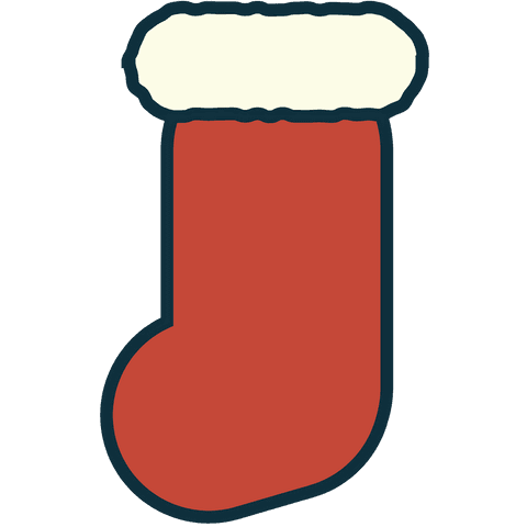 Digital christmas stocking on transparent background