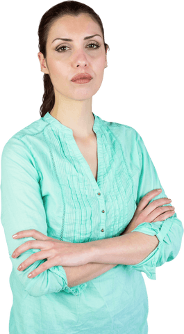 Transparent Confident Woman Standing with Arms Crossed