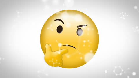 Contemplative Emoji with Molecular Overlay on Light Background