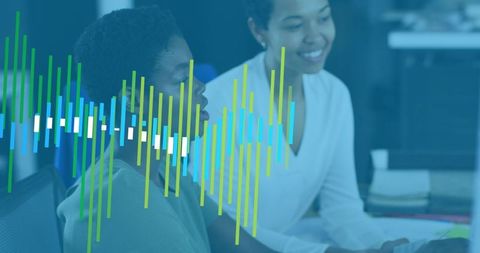 Diverse Team Collaborating with Digital Data Illustrations