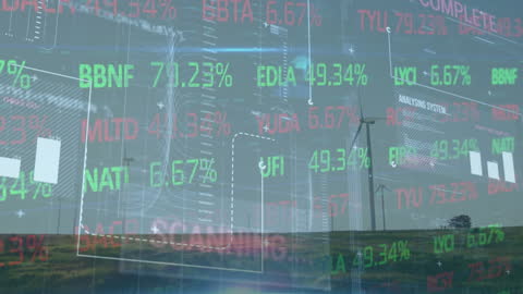 Global Data Overlay with Wind Turbines and Statistics