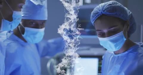 Futuristic Surgery with Networking Technology Highlighting Teamwork