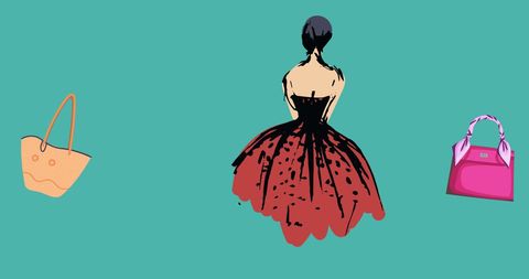 Fashion Concept with Handbag Icons and Elegant Model