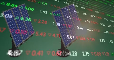 Solar Panels Facing Declining Stock Market Graph - Download Free Stock Images Pikwizard.com