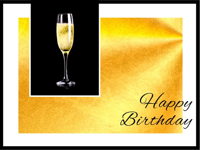 Elegant Birthday Champagne Flute with Golden Background - Download Free Stock Templates Pikwizard.com