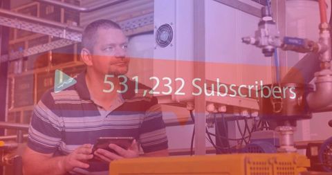 Technician monitoring industrial system with subscriber overlay