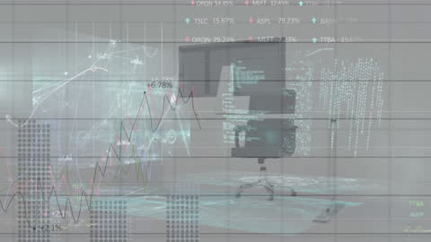 Innovative Financial Data Visualization in Modern Office Workspace