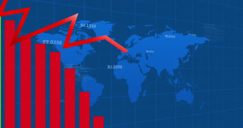 Global Financial Graph Trends on World Map Background