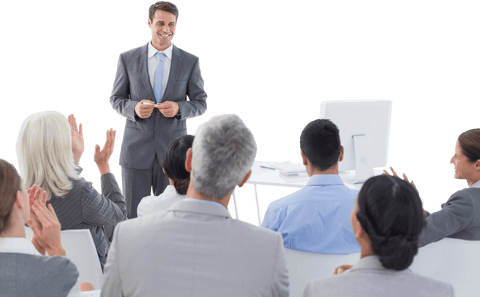 transparent businessman giving speech in office meeting - Download Free Stock Videos Pikwizard.com