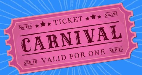 Vibrant carnival ticket design with bold typography