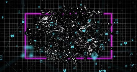 Abstract Digital Network with Technological Icons