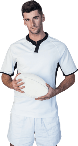 Rugby player holding ball transparent background