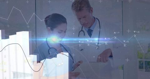 Nurse and Doctor Collaborating with Digital Healthcare Technology