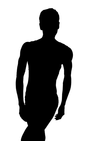 Silhouette of male athlete in motion on transparent background