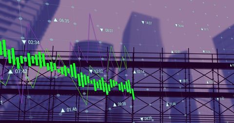 Urban Scaffolding with Financial Data Overlay Showing Business Growth - Download Free Stock Images Pikwizard.com