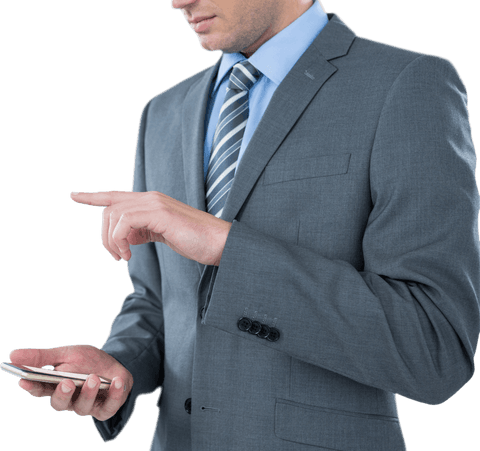 Businessman in Gray Suit Typing on Smartphone Transparent - Download Free Stock Videos Pikwizard.com