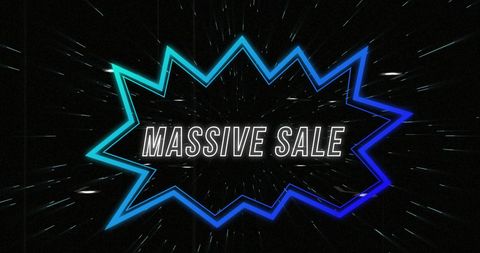 Dynamic Massive Sale Display with Electric Blue Accents