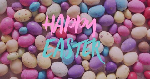 Colorful Easter Eggs with Happy Easter Text for Festive Greetings - Download Free Stock Images Pikwizard.com