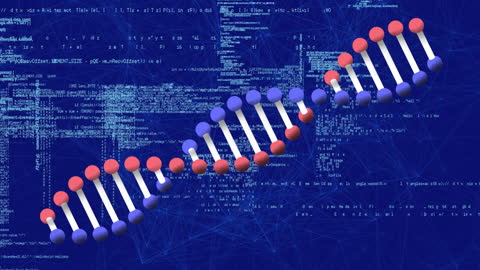Digital DNA Strand Over Data Grid Connection Concept