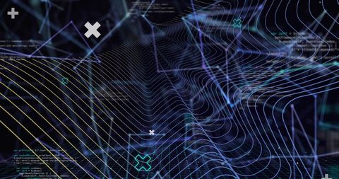 Futuristic Digital Interface with Wave Patterns and Code - Download Free Stock Images Pikwizard.com