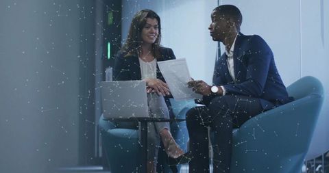 Professional Collaboration: Discussion in Modern Office Lounge