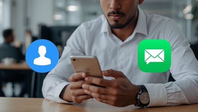 Professional Checking Notifications on Smartphone in Modern Office Setting