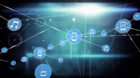 Abstract Network of Digital Connections with Icons